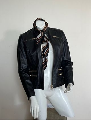 Cazadora de cuero auténtico negra