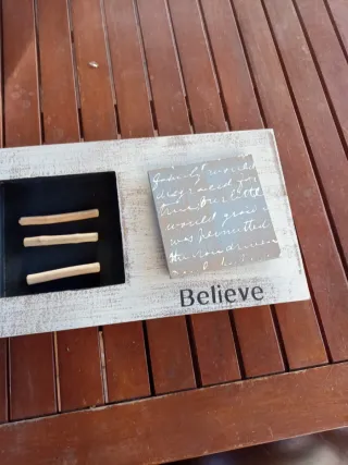 Cuadro decorativo madera y tela