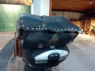 Baúl Moto Cuero tachuelas Grande Clásico Custom