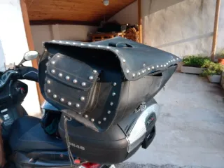 Baúl Moto Cuero tachuelas Grande Clásico Custom