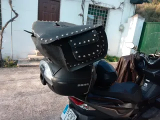 Baúl Moto Cuero tachuelas Grande Clásico Custom