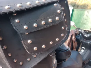 Baúl Moto Cuero tachuelas Grande Clásico Custom