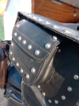 Baúl Moto Cuero tachuelas Grande Clásico Custom