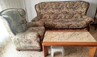 Sofá flores con sillón flores vintage