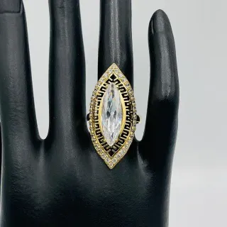 Anillo Lanzadera Grande Piedra Blanca 18K