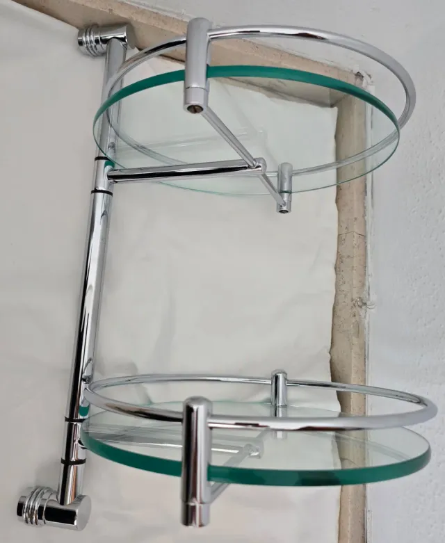 Estante giratorio doble baño cristal metal