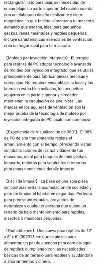 Terrario Reptiles 30x20x15cm