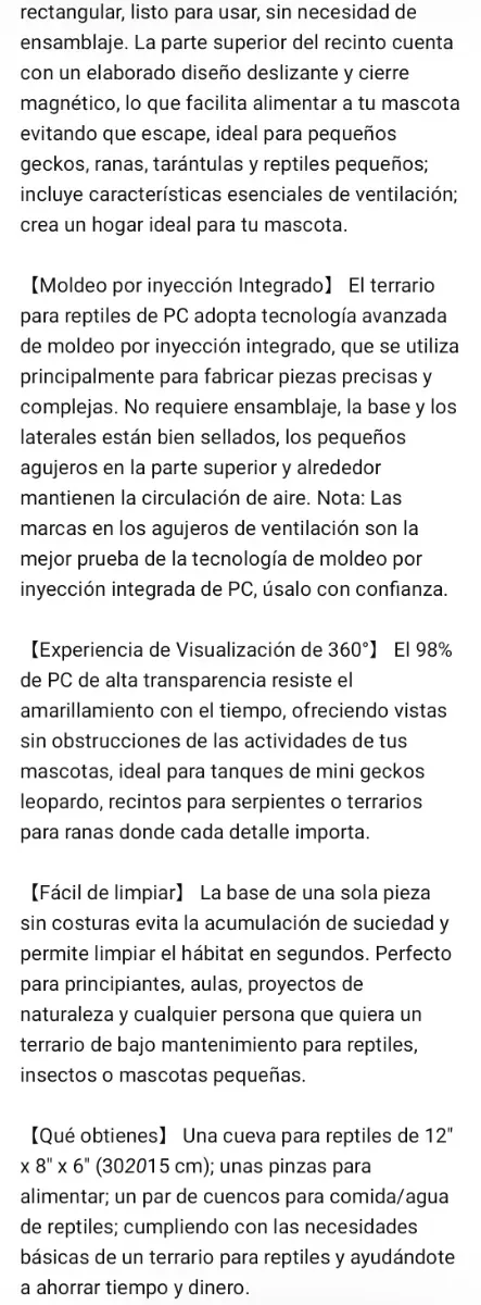 Terrario Reptiles 30x20x15cm