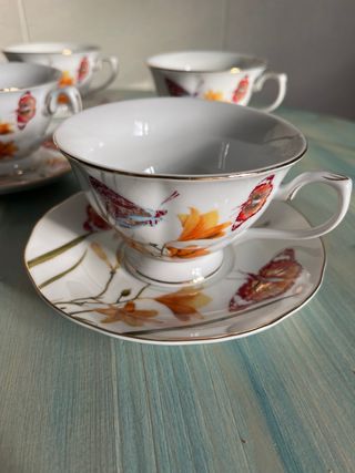 Juego de café porcelana mariposas