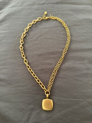 Collar Zara Cadena Doble Cuadrado Dorado