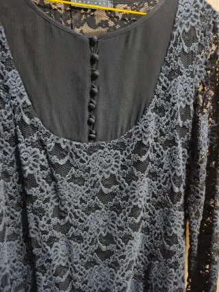 Twinset Abito Nero Pizzo