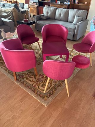 Conjunto sillas y butacas morado
