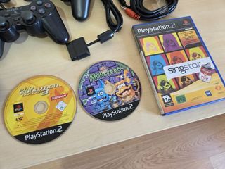PS2 + BUZZ! + Singstar + Mandos + juegos + mochila