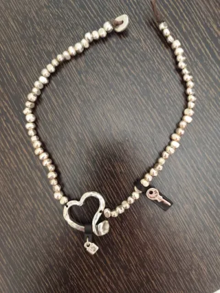 Collar Uno de 50 Corazón y Candado Plata
