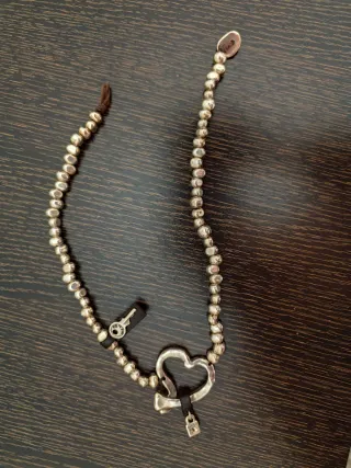 Collar Uno de 50 Corazón y Candado Plata