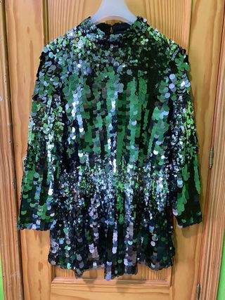 Vestido lentejuelas H&M verde y plata