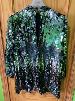 Vestido lentejuelas H&M verde y plata