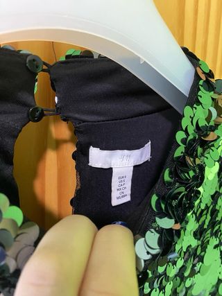 Vestido lentejuelas H&M verde y plata