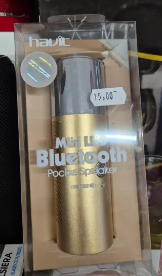 Altavoz Bluetooth Havit Mini LED Dorado