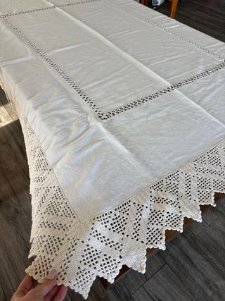 Toalha de mesa linho com renda 180x140