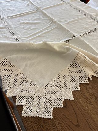 Toalha de mesa linho com renda 180x140