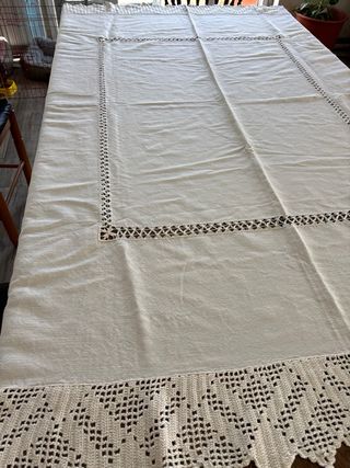 Toalha de mesa linho com renda 180x140