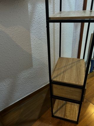 Estantería con Reloj de Madera y Metal