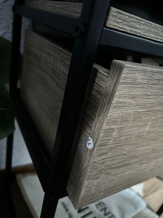 Estantería con Reloj de Madera y Metal