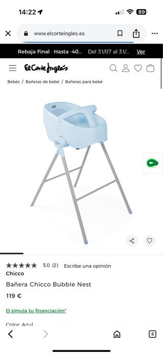 Bañera Chicco Bubble Nest Azul