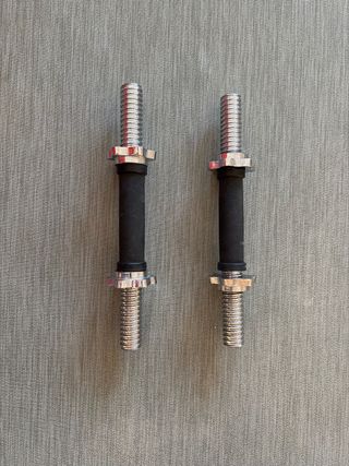 2 Barras Mancuernas Cromadas con Agarre Negro