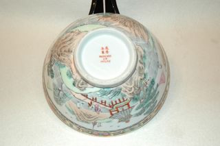 Cuenco porcelana chino antiguo paisaje