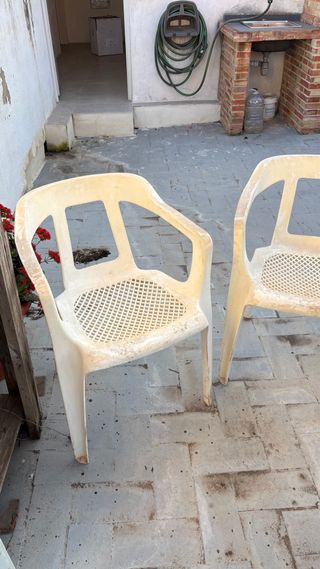 Sillas de plástico amarillas/blancas (5 unidades)