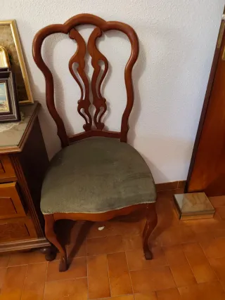 3 Sillas Madera Tapizadas Verde