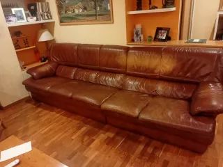 Divano in pelle marrone 3m