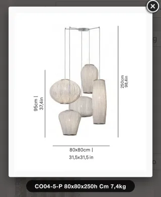 Lámpara Colgante Coral 5 Tulipas Arturo Alvarez