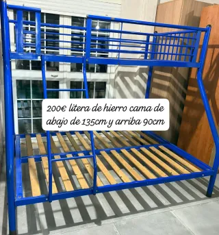 Litera de hierro azul 135cm y 90cm