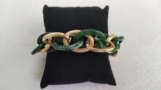 Pulsera eslabones oro y verde