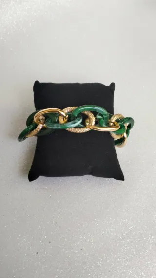 Pulsera eslabones oro y verde