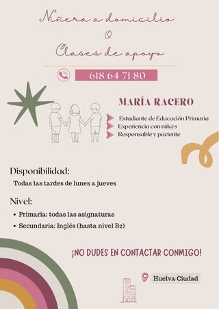 Clases particulares de apoyo educativo para niñ@s.