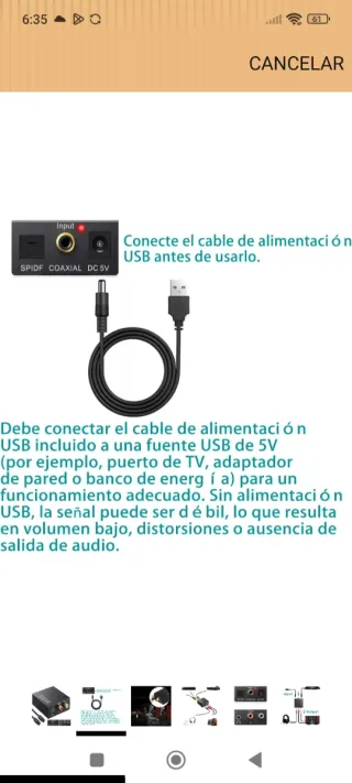 Conversor Audio Digital a Analógico más cables