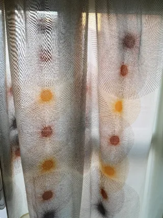 Cortina decorativa tela beige multicolor