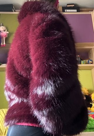 Chaqueta pelo borgoña talla XS