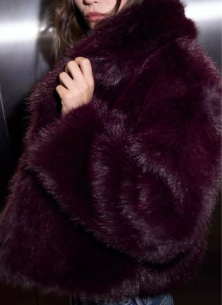 Chaqueta pelo borgoña talla XS