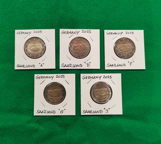 Set 5 Monete 2€ Germania 2025 Saarland FDC