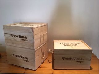 3 Scatole di Legno con Maniglia e Coperchio Scorrevole