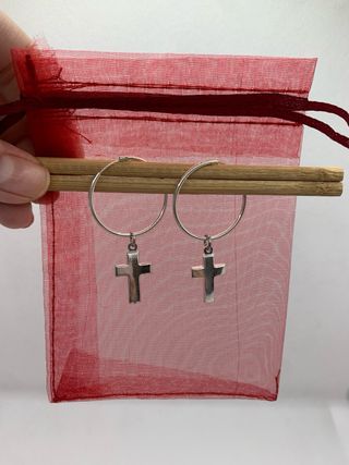 Pendientes Plata Aro Cruz