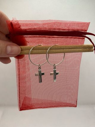 Pendientes Plata Aro Cruz