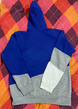 Felpa Adidas blu e grigia con logo