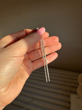 Pendientes largos circonitas plata