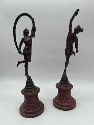 Pareja Figuras Bronce Estilo Clásico